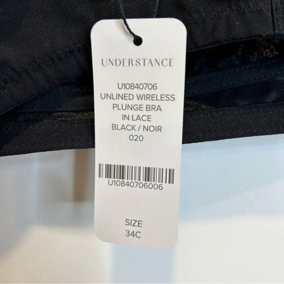 Understance Unlined Wireless Plunge Bra Black Lace - Picture 5 of 5